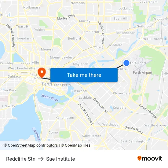 Redcliffe Stn to Sae Institute map