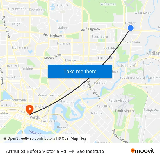 Arthur St Before Victoria Rd to Sae Institute map