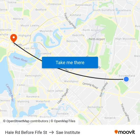 Hale Rd Before Fife St to Sae Institute map
