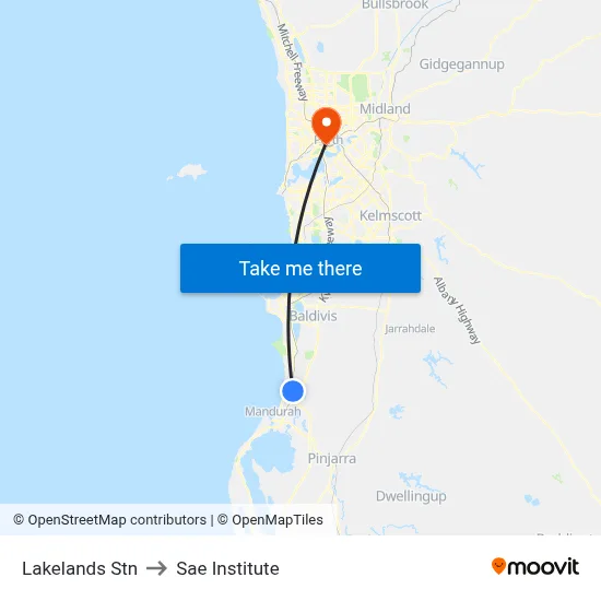 Lakelands Stn to Sae Institute map