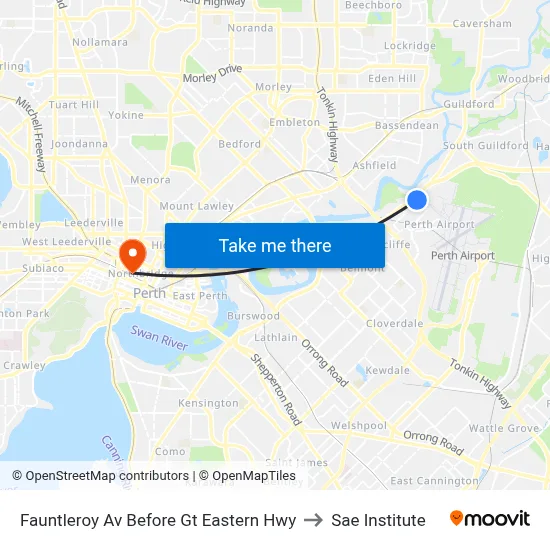 Fauntleroy Av Before Gt Eastern Hwy to Sae Institute map