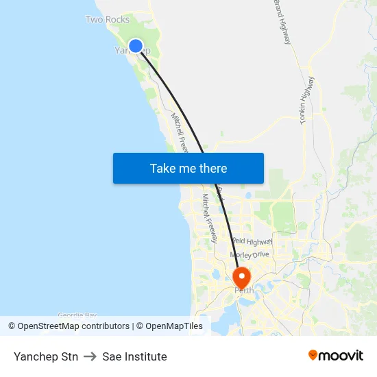 Yanchep Stn to Sae Institute map