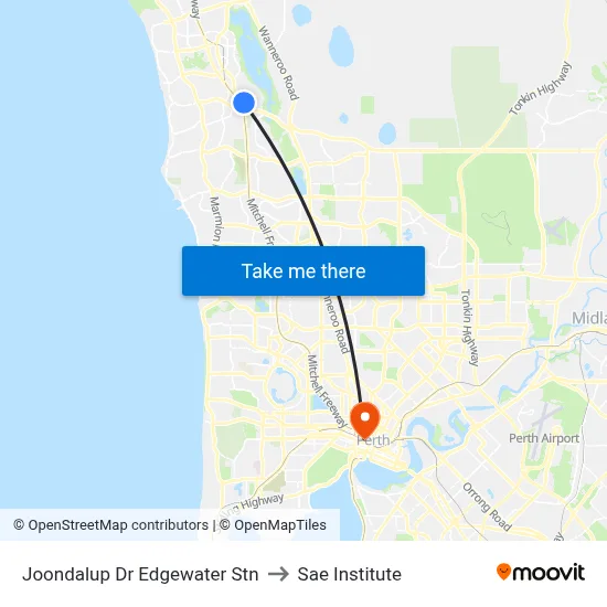 Joondalup Dr Edgewater Stn to Sae Institute map