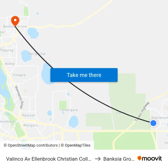 Valinco Av Ellenbrook Christian College to Banksia Grove map
