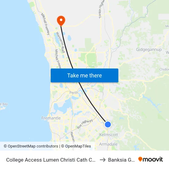 College Access Lumen Christi Cath Col Stand 4 to Banksia Grove map