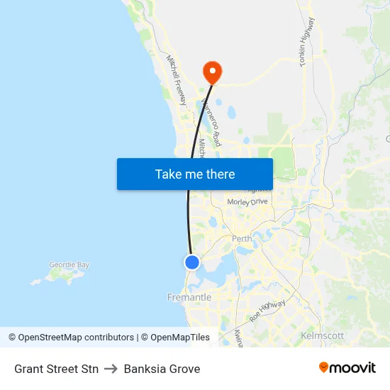 Grant Street Stn to Banksia Grove map