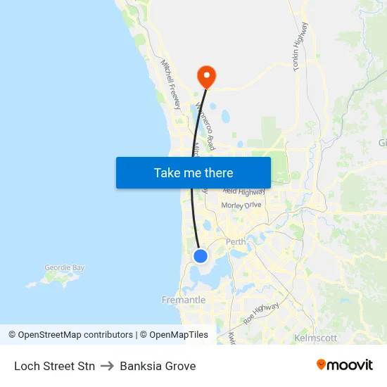 Loch Street Stn to Banksia Grove map