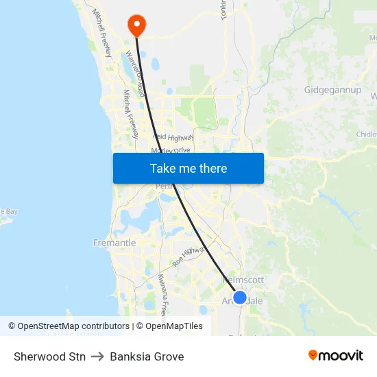 Sherwood Stn to Banksia Grove map