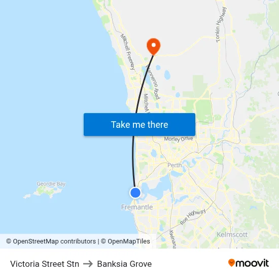 Victoria Street Stn to Banksia Grove map