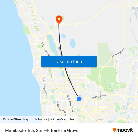 Mirrabooka Bus Stn to Banksia Grove map