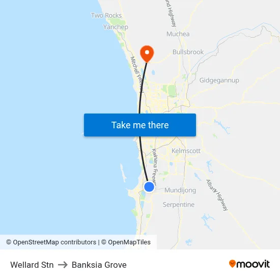 Wellard Stn to Banksia Grove map