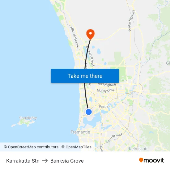 Karrakatta Stn to Banksia Grove map