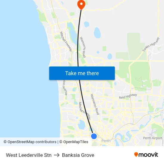 West Leederville Stn to Banksia Grove map