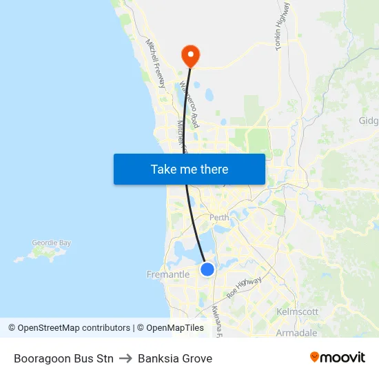Booragoon Bus Stn to Banksia Grove map