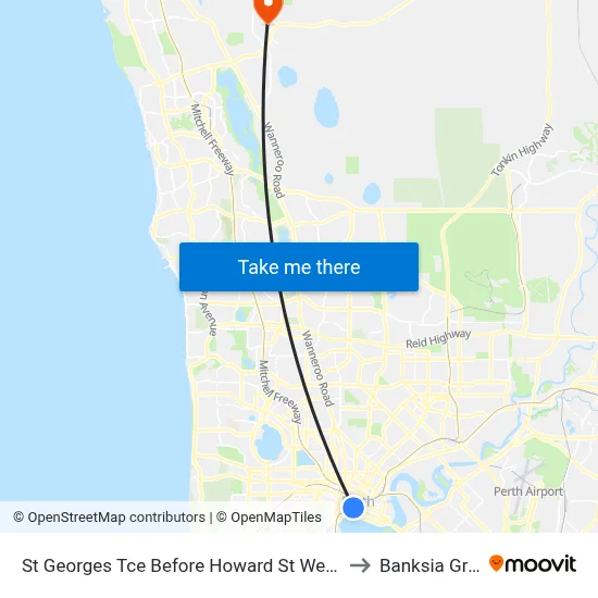 St Georges Tce Before Howard St Westbound to Banksia Grove map