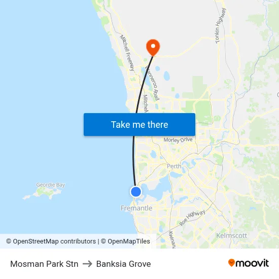 Mosman Park Stn to Banksia Grove map