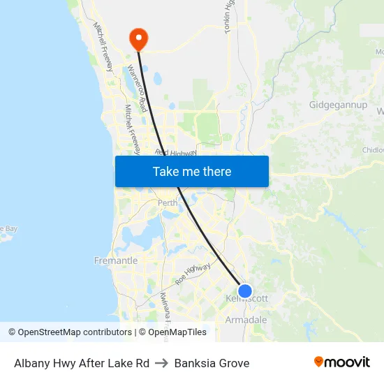 Albany Hwy After Lake Rd to Banksia Grove map
