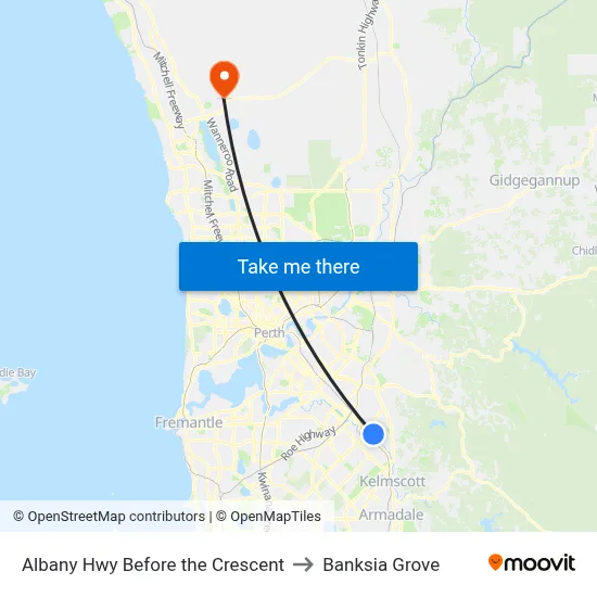 Albany Hwy Before the Crescent to Banksia Grove map