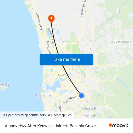 Albany Hwy After Kenwick Link to Banksia Grove map
