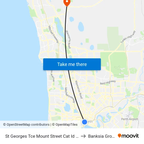 St Georges Tce Mount Street Cat Id 22 to Banksia Grove map