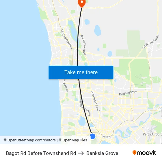 Bagot Rd Before Townshend Rd to Banksia Grove map