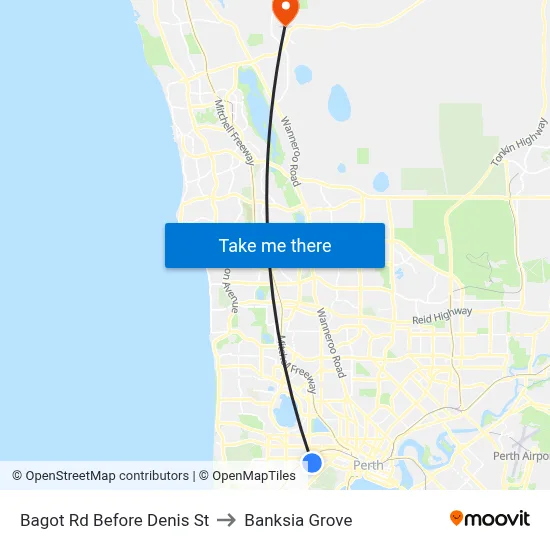 Bagot Rd Before Denis St to Banksia Grove map