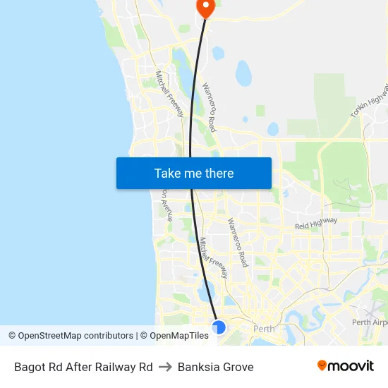 Bagot Rd After Railway Rd to Banksia Grove map