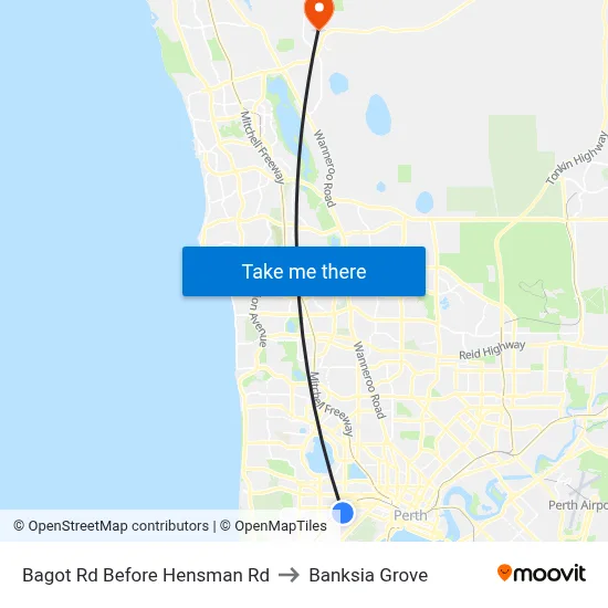 Bagot Rd Before Hensman Rd to Banksia Grove map