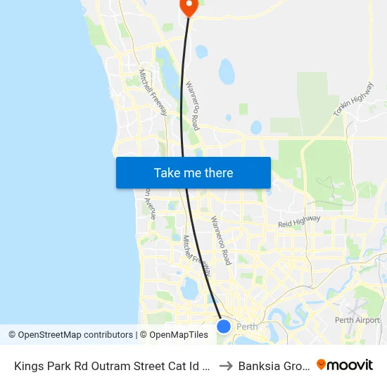 Kings Park Rd Outram Street Cat Id 141 to Banksia Grove map