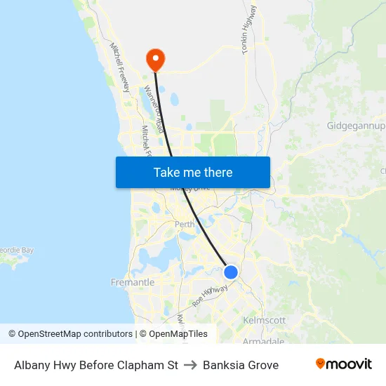 Albany Hwy Before Clapham St to Banksia Grove map