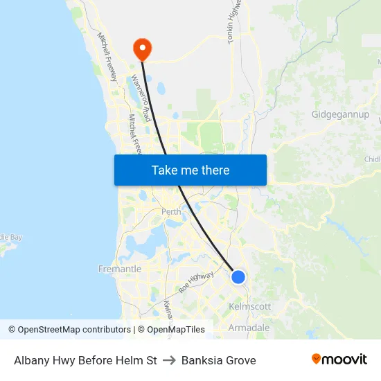 Albany Hwy Before Helm St to Banksia Grove map