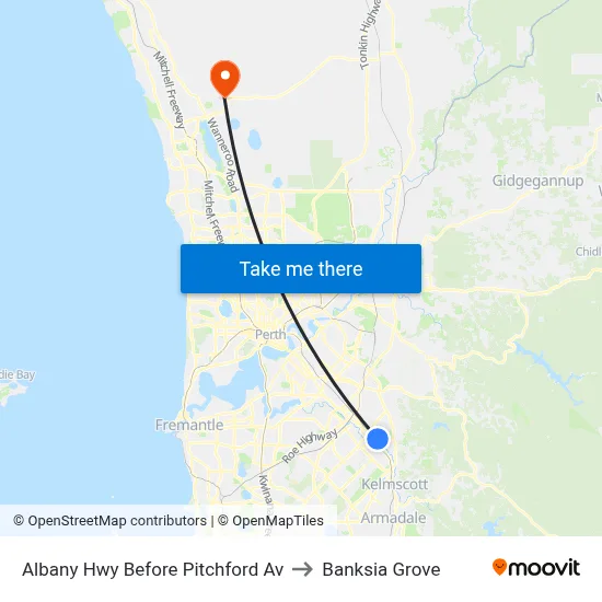 Albany Hwy Before Pitchford Av to Banksia Grove map