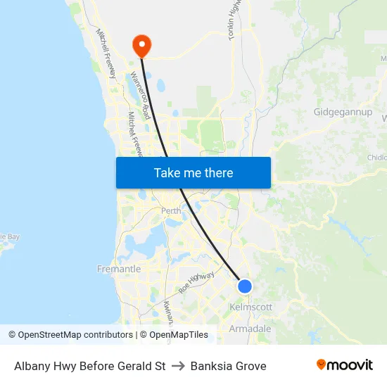 Albany Hwy Before Gerald St to Banksia Grove map