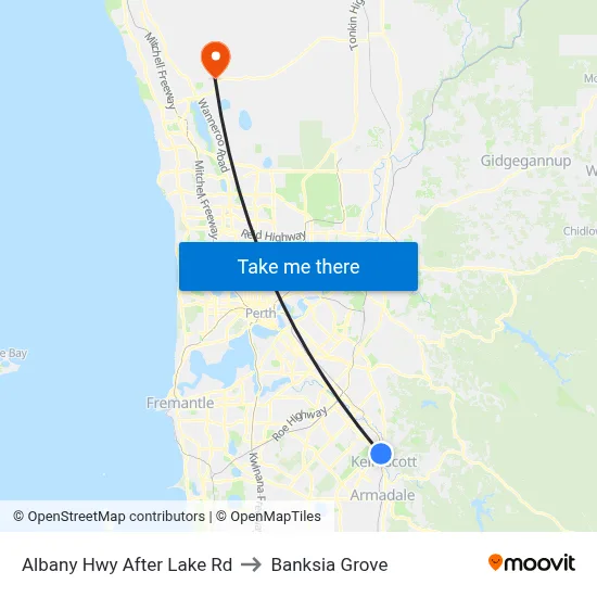 Albany Hwy After Lake Rd to Banksia Grove map