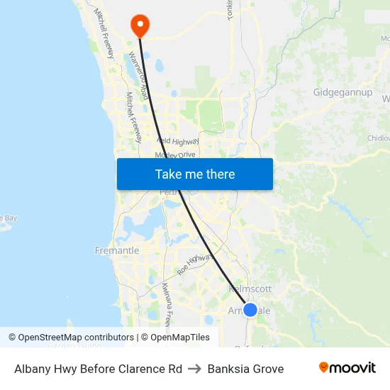 Albany Hwy Before Clarence Rd to Banksia Grove map