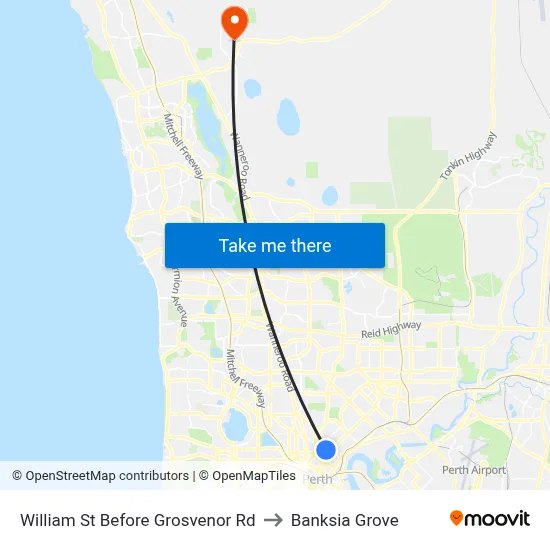 William St Before Grosvenor Rd to Banksia Grove map