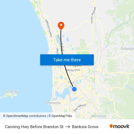 Canning Hwy Before Brandon St to Banksia Grove map