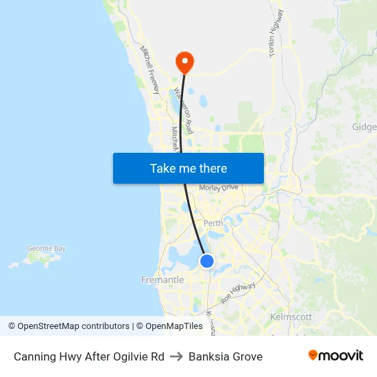 Canning Hwy After Ogilvie Rd to Banksia Grove map