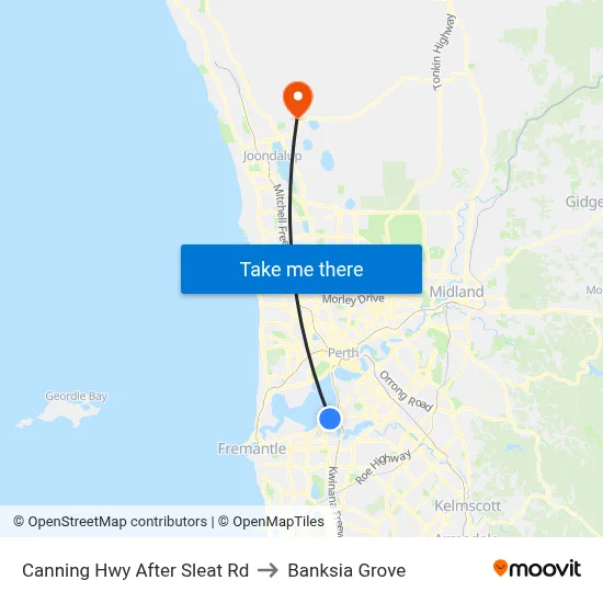 Canning Hwy After Sleat Rd to Banksia Grove map
