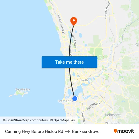 Canning Hwy Before Hislop Rd to Banksia Grove map
