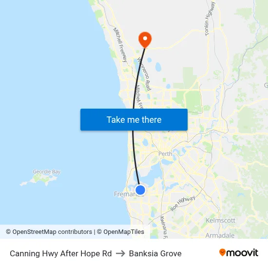 Canning Hwy After Hope Rd to Banksia Grove map