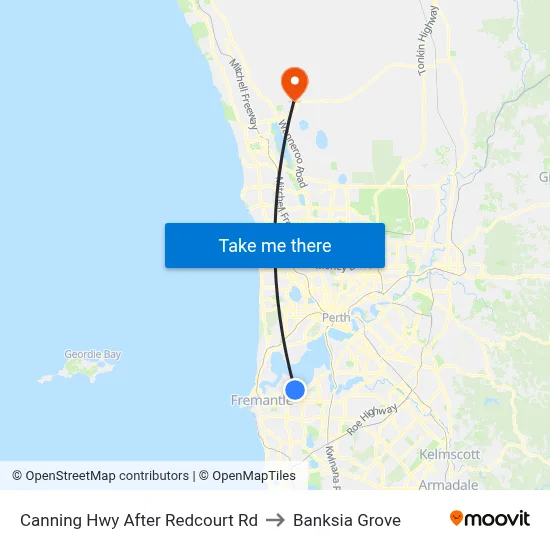Canning Hwy After Redcourt Rd to Banksia Grove map