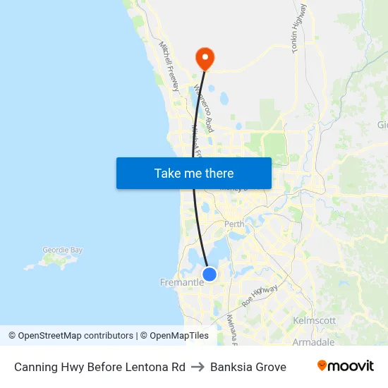 Canning Hwy Before Lentona Rd to Banksia Grove map