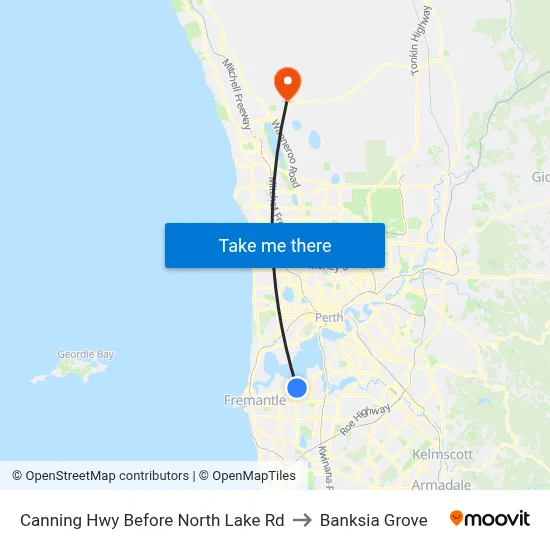 Canning Hwy Before North Lake Rd to Banksia Grove map