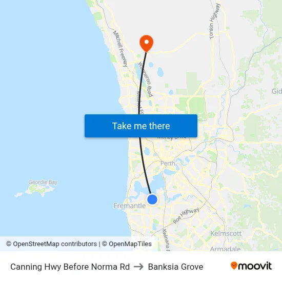 Canning Hwy Before Norma Rd to Banksia Grove map