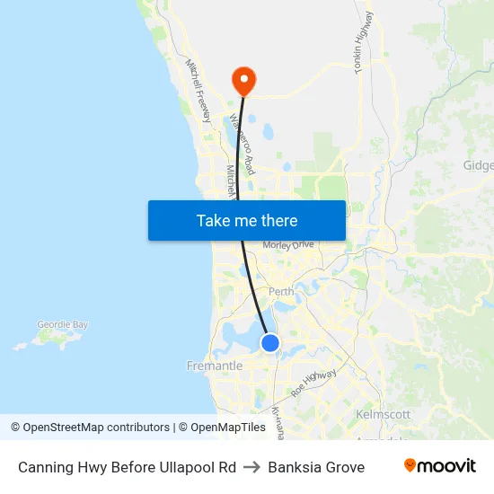Canning Hwy Before Ullapool Rd to Banksia Grove map