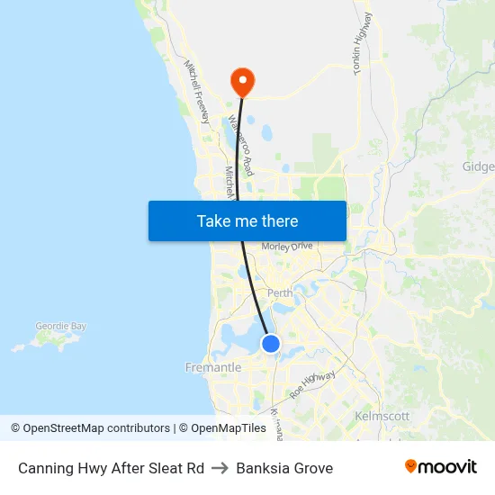 Canning Hwy After Sleat Rd to Banksia Grove map
