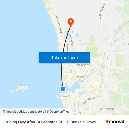 Stirling Hwy After St Leonards St to Banksia Grove map