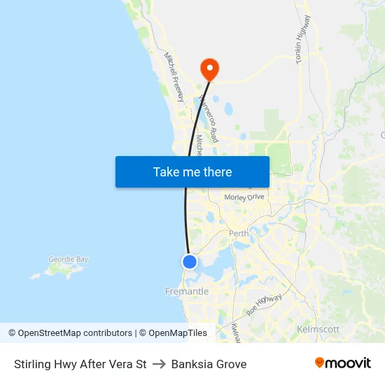 Stirling Hwy After Vera St to Banksia Grove map