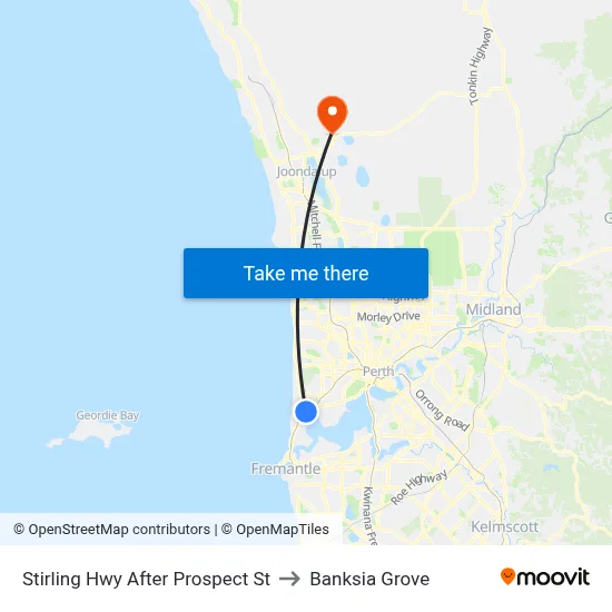 Stirling Hwy After Prospect St to Banksia Grove map